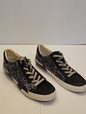Dolce Vita Black Zina Sneaker Glitter Low-Top 9.5M Womens EUC